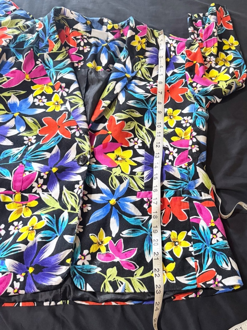 Kim Rogers Black Floral Blazer with Multicolor Blooms - Picture 7 of 8